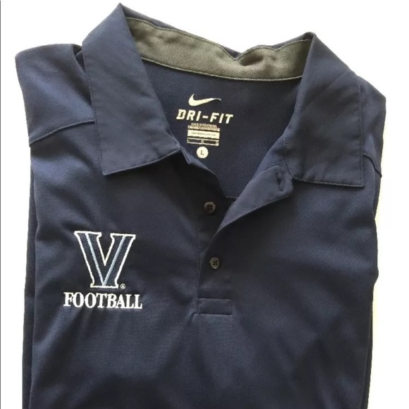 Nike Dri Fit Villanova Football Navy Blue Polo L - Picture 1 of 8